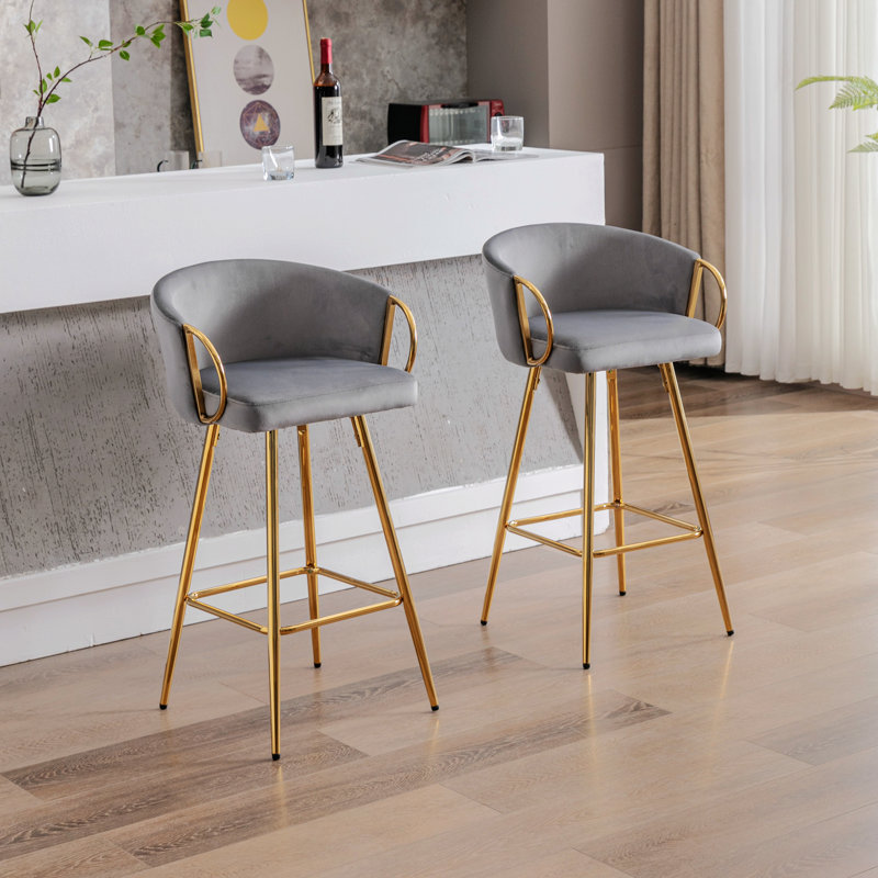 Chaise d'appoint, tabouret de bar Rinus, gris