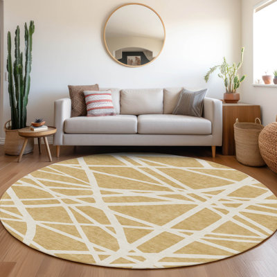 Tapis intérieur / extérieur doré Zephina 