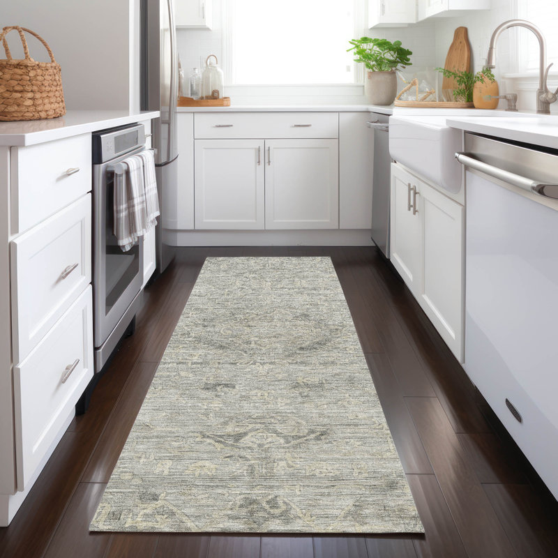 Machine Washable Indoor/Outdoor Chantille ACN1111 Pewter, Runner 2'3" x 7'6"