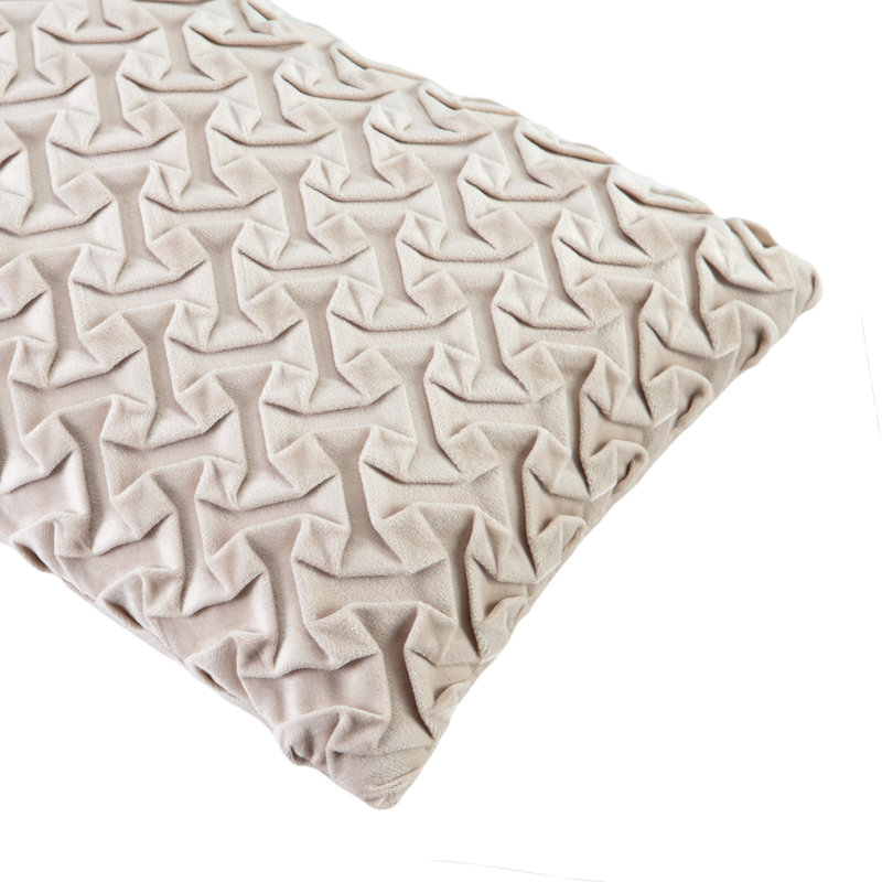 Housse de coussin décoratif en velours texturé Chanasya Origami, Blanc cassé