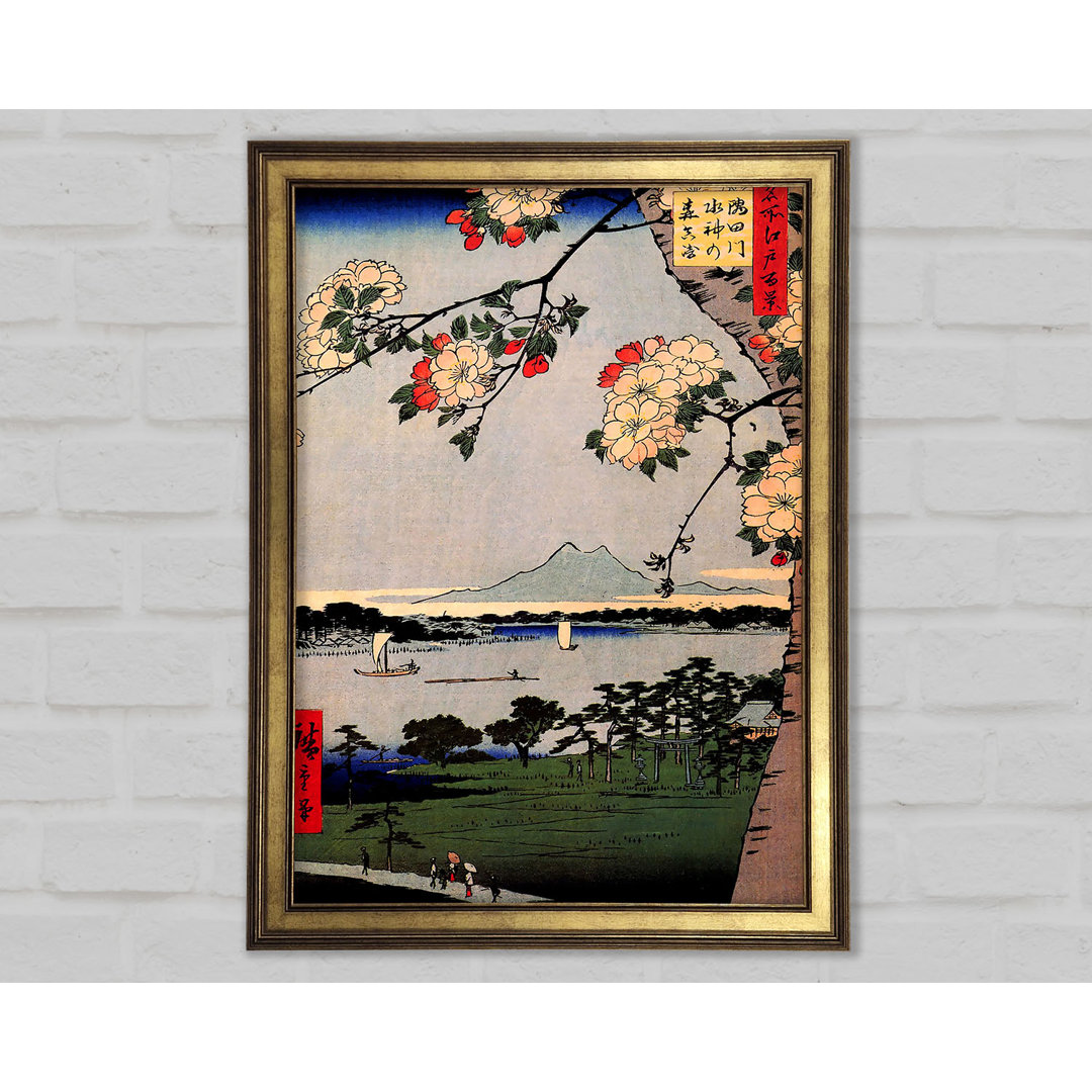 Hiroshige Suijin-Schrein und Massaki am Sumida-Fluss - Einzelne Bilderrahmen Kunstdrucke