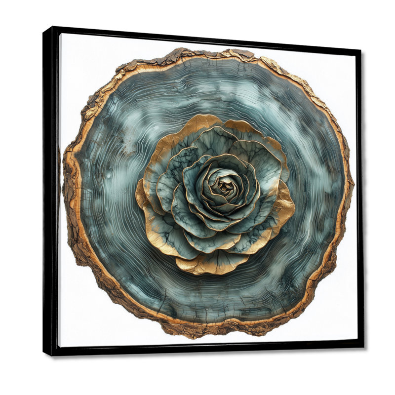 Emerald Peony Dance On Wood Slide II - pivoines, art mural sur toile, H 16 po x l 16 po, Impression encadrée flottante