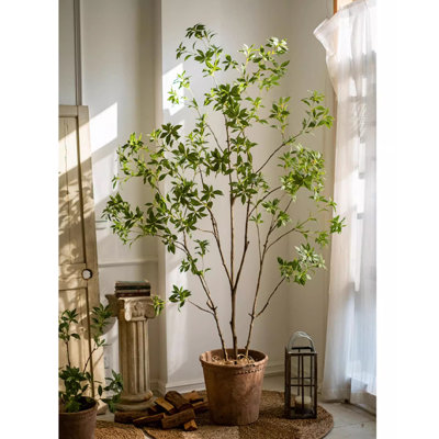 Small Leaf Bell Bionic Green Plant Mazu Wood Interior Decoration