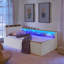 Lit de jour rembourré en velours avec tête de lit et chargement sans fil, lit de jour multifonctionnel avec deux tiroirs de rangement et lumières DEL-578254635