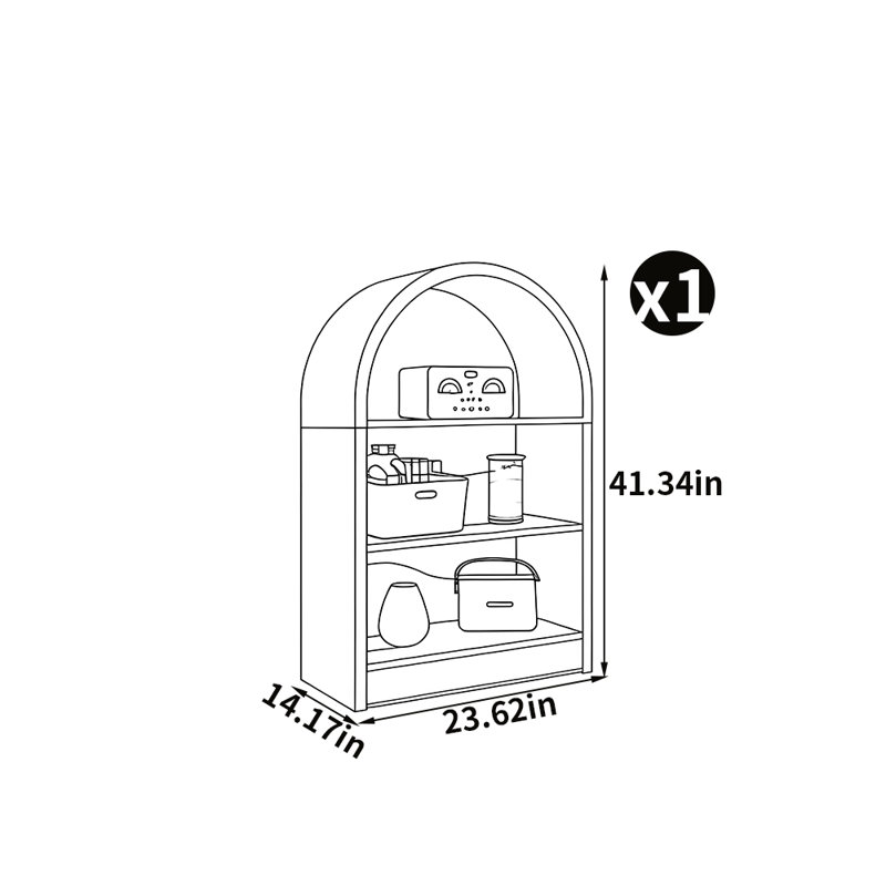 Floor standing bookcase, (3 Shelves) 41.34"H x 23.62"W x 14.17"D