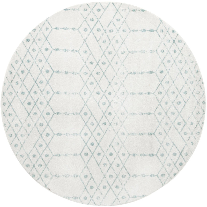 Tapis ivoire à motif géométrique ivoire d'Igon, Rond 7 pi 10 po