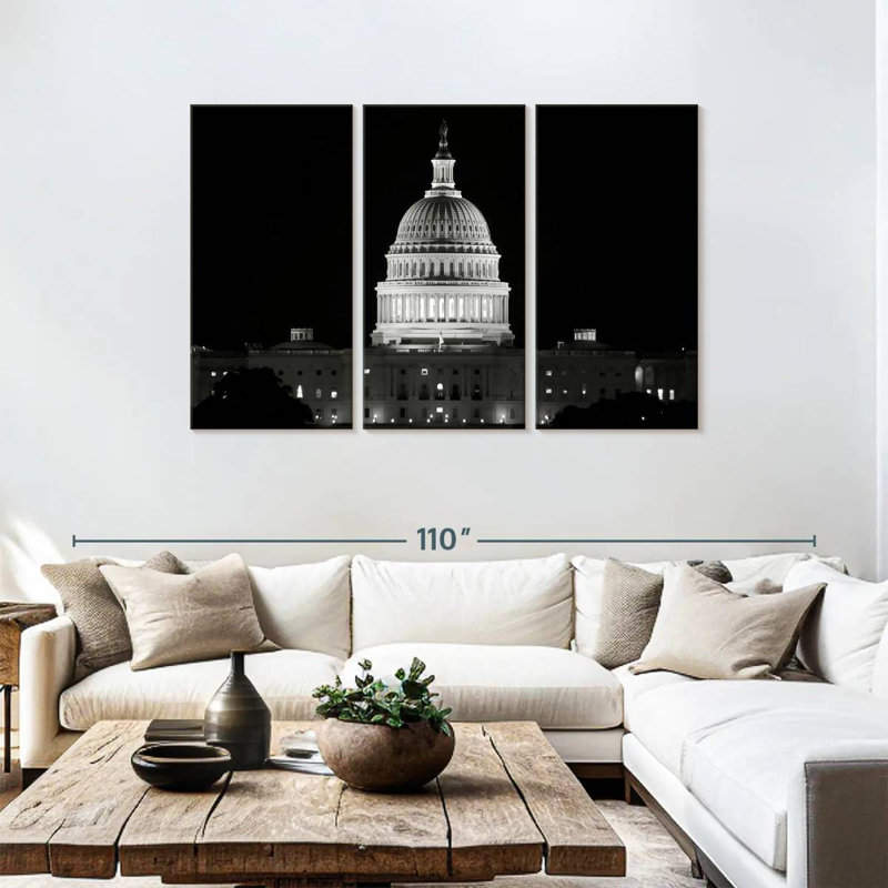 US Capitol Building BW, 48'' H X 74'' W