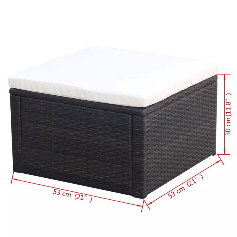 Repose-pieds d'extérieur, Structure brune / coussin blanc crème