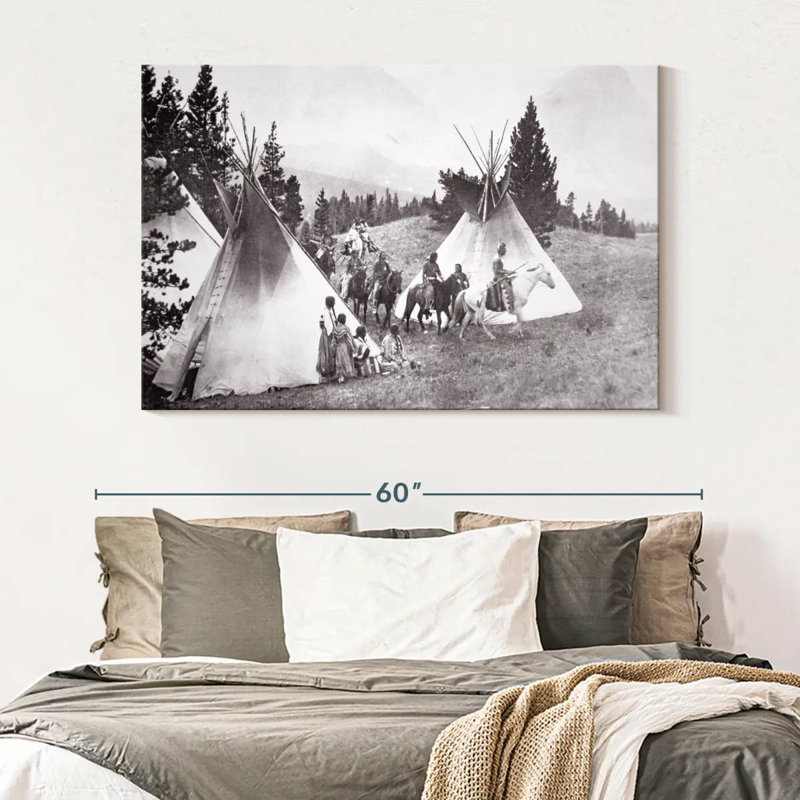 Native American Teepee Camp Montana, 34" H x 51" W