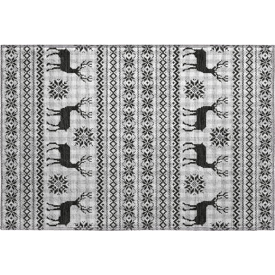 Premium Machine Washable Dockside AMF1820 Reindeers and Snowflakes Rug