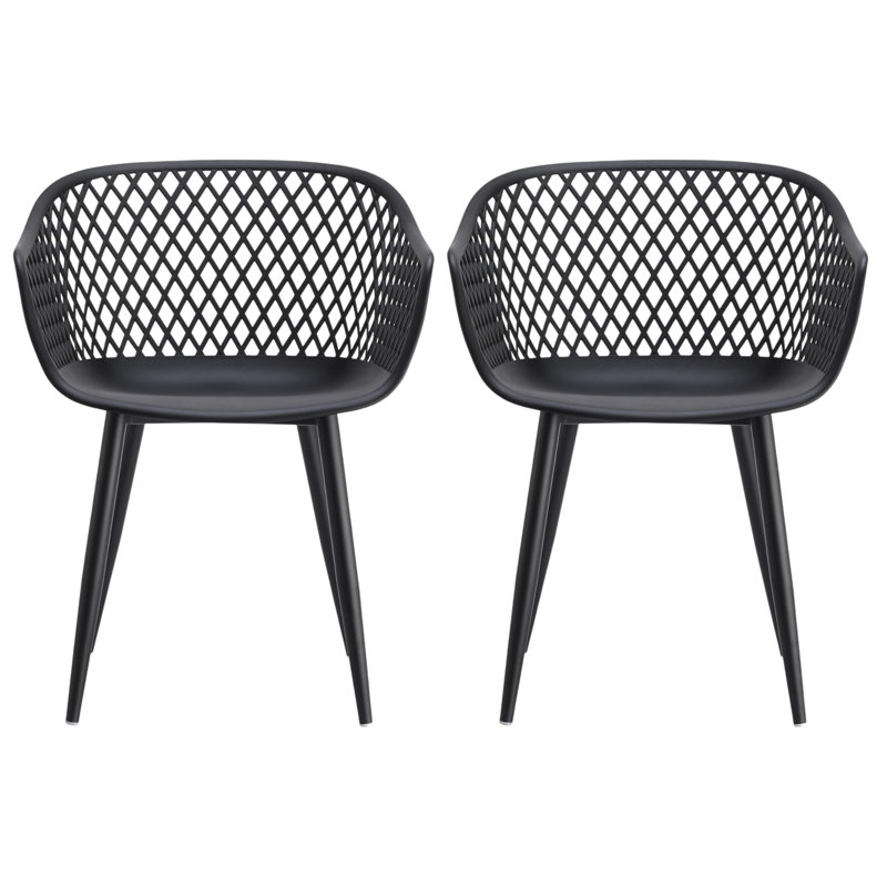 Ensemble de deux fauteuils de salle à manger noirs en plastique robuste