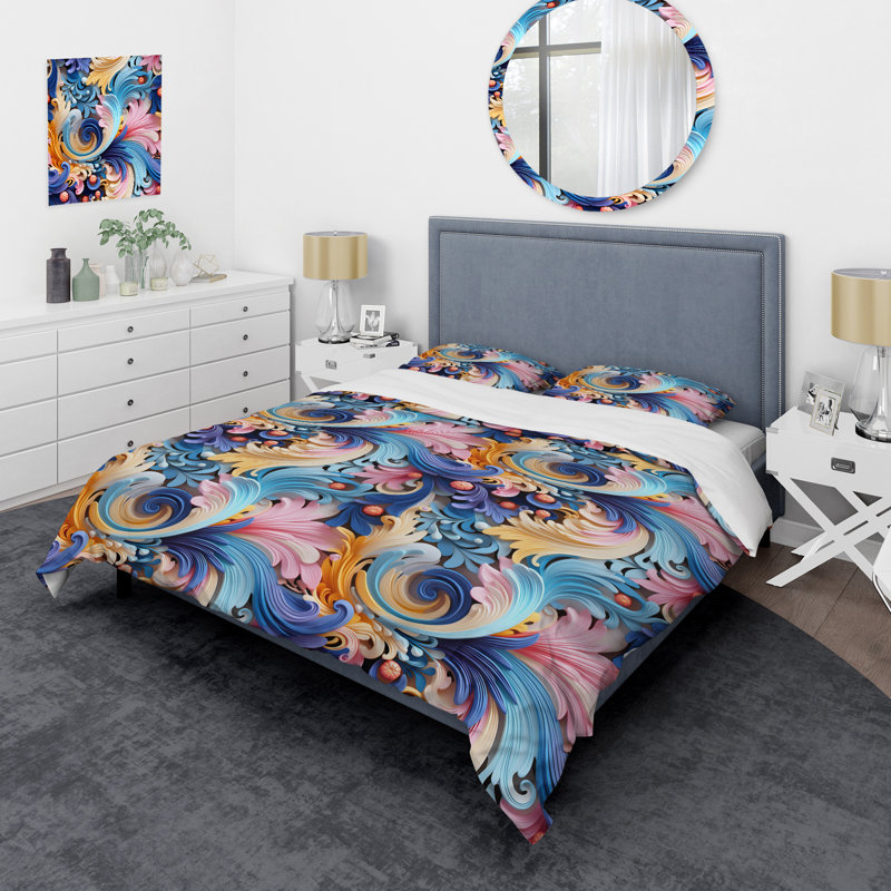 Ensemble de housse de couette Ethno Paisley Harmony Fuse Marble, Housse de couette simple + 1 taie décorative stan