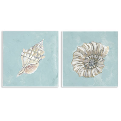 Nautilus and Conch Seashells, ensemble de 2 plaques murales par Julie Derice