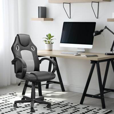 Fauteuil de jeu de course et de course réglable et ergonomique en cuir