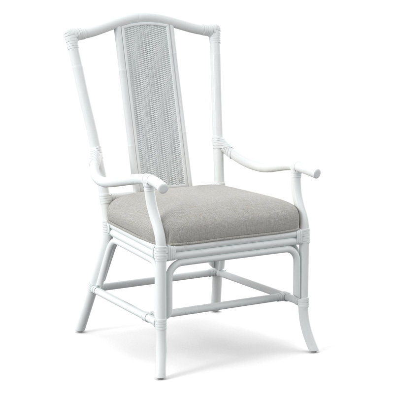 Drury Lane Slat Back Dining Arm Chair, Frost White, Gray Sugar Performance; 0863-84