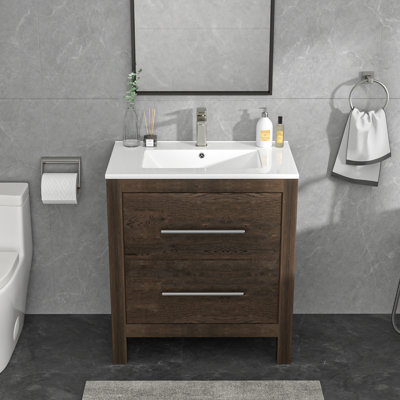 30" White Rectangular Single Vanity Top with Faucet Hole and Overflow(Top Only)