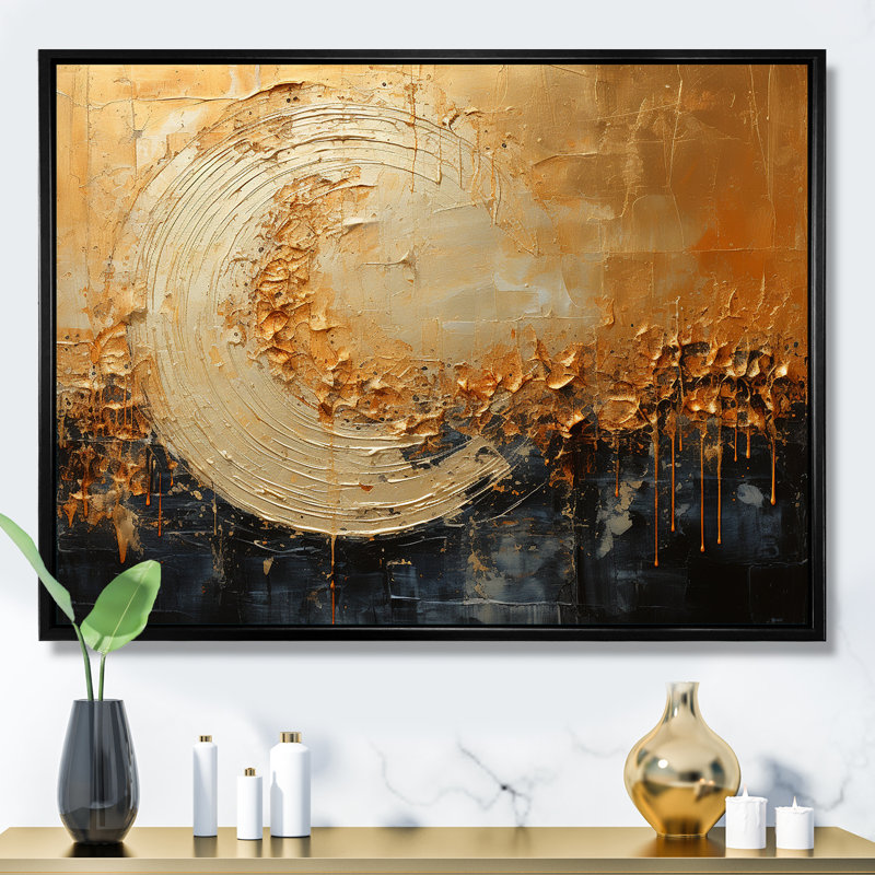 Lune dorée scintillante Magic I - Moon Wall Art Living Room, Encadrement doré, H 12 po x l 20 po
