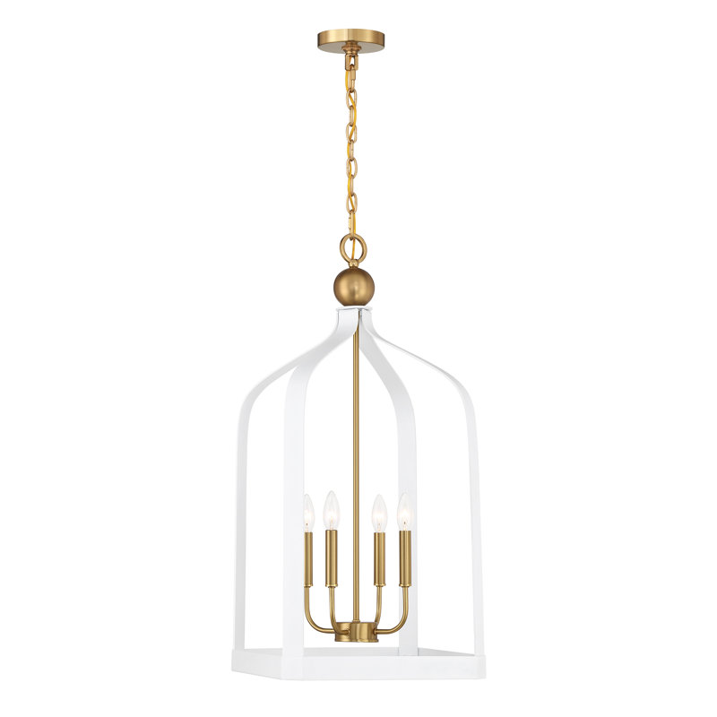 Lustre en cage à oiseaux 4 lumières Kenmore, H 32 po x l 15 po x P 15 po, Blanc, Quatre lumières