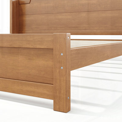 Lit plateforme en bois massif avec tête de lit minimaliste, assemblage facile, aucun sommier requis, cadre en bois traditionnel