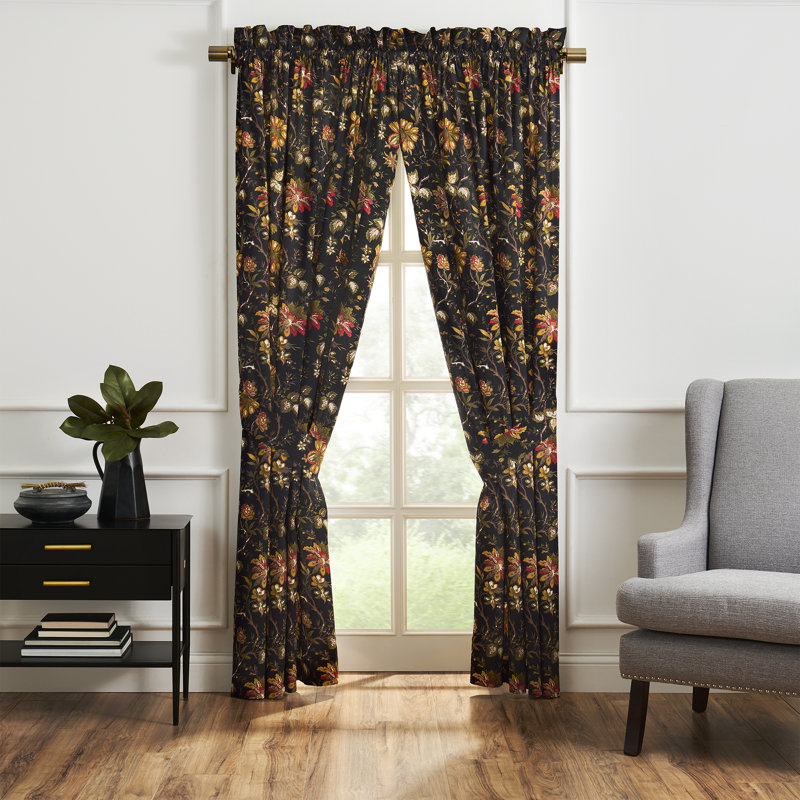 Waverly Felicite Noir 100% Cotton Sateen Window Panel