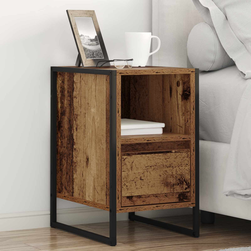 39.5cm W Manufactured Wood Bedside Table, Old Wood