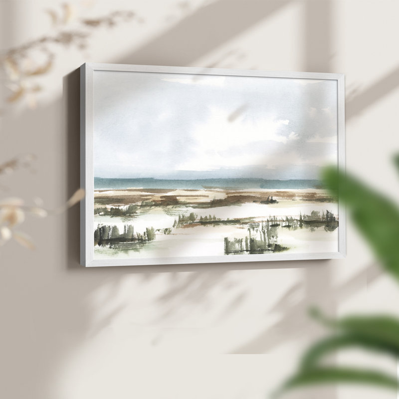 Coastal Wetlands Watercolor I - Reproduction encadrée - Restickable, H 11 po x l 14 po, Blanc