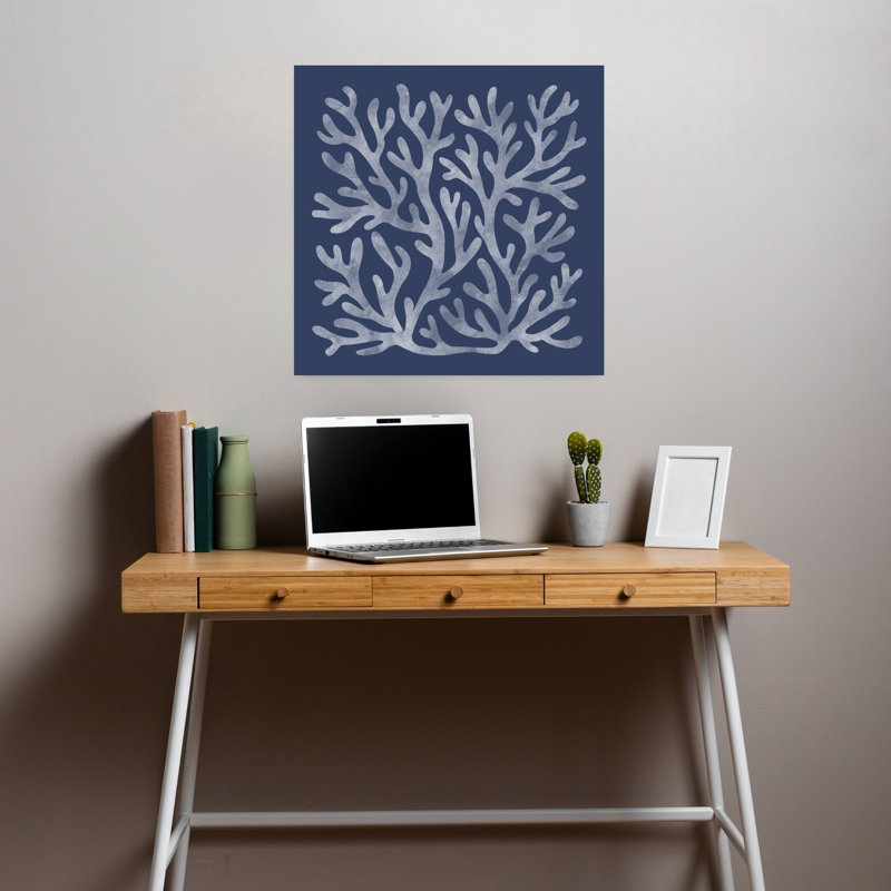 Art mural bleu profond et abstrait, H 18 po x l 18 po