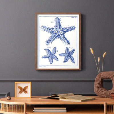 «Blue Sea Stars», reproduction encadrée en bois massif