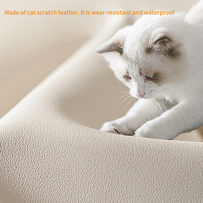 Chaise longue en cuir griffé de style minimaliste, Orienté à droite, Beige