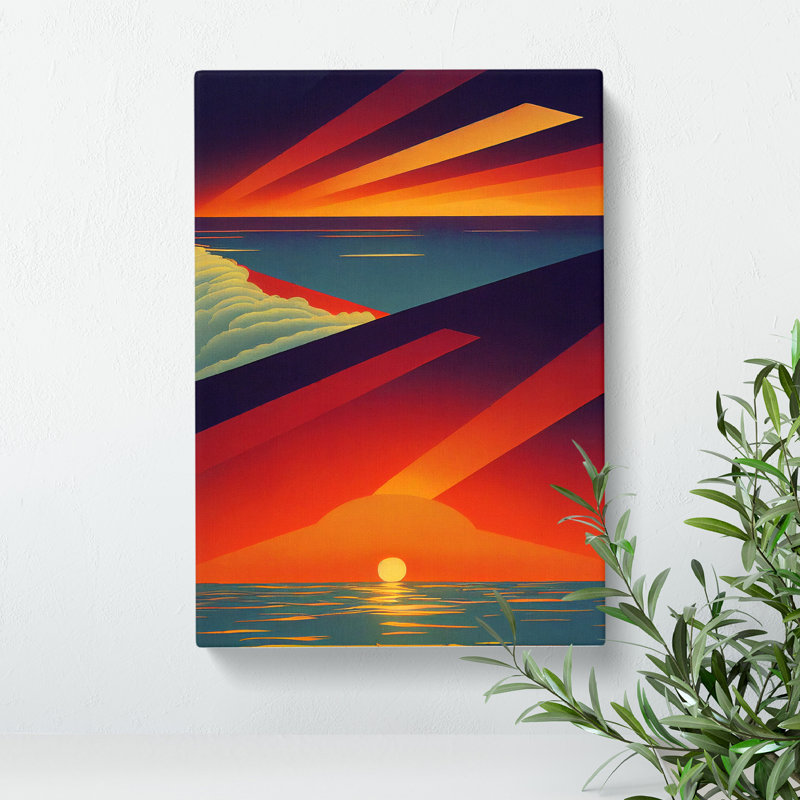 Vivid Abstract Ocean Sunset - Wall Art, Wrapped Canvas, 50cm H x 35cm W, No Matte