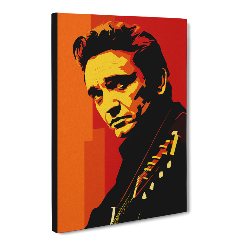 Johnny Cash Minimalism - Single Picture Frame Art Prints - Wrapped Canvas, 76cm H x 50cm W x 3cm D