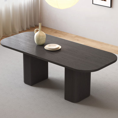  65.35" Modern Rectangle Black Dining Table for Kitchen, Bar, Living Room