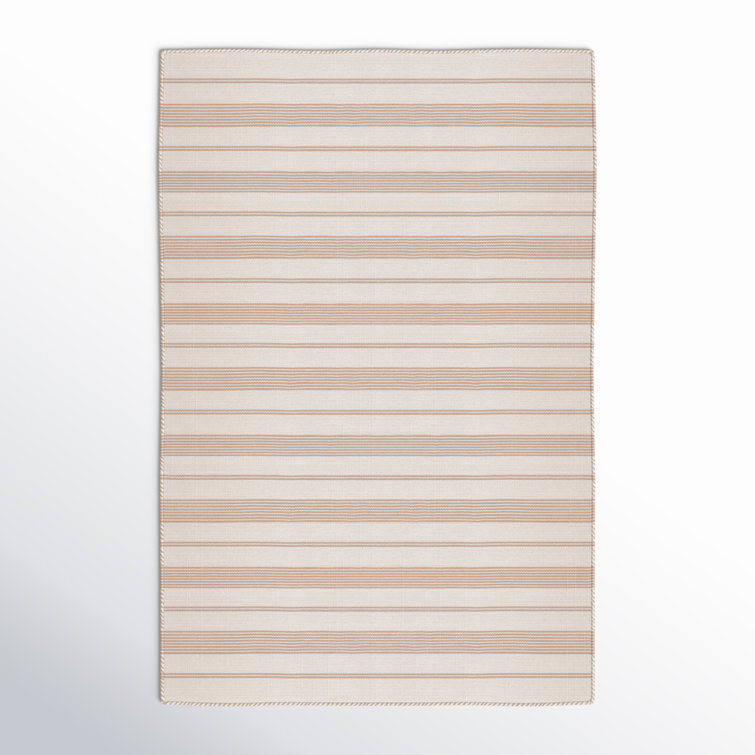 Perci Striped Handwoven Flatweave Area Rug in Rust Orange/Beige