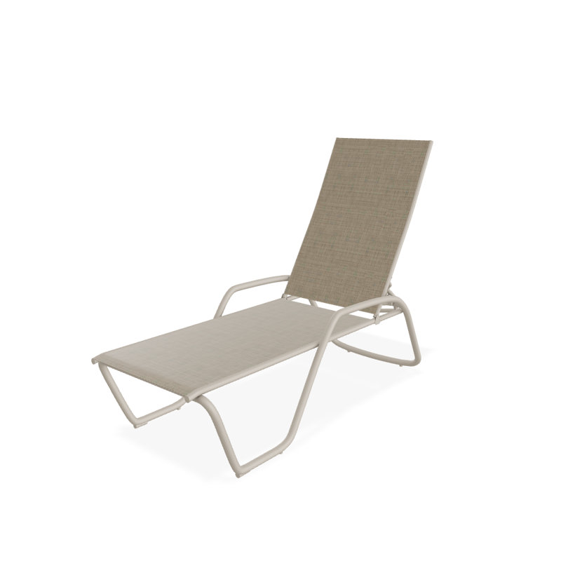 Outdoor Rust-Resistant Metal Chaise Lounge, Textured Desert, Newport