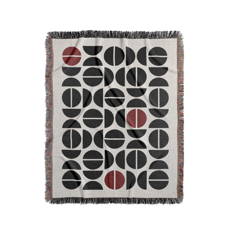 Jeté en mélange de coton Barro, Rouge / noir / blanc cassé, L 80 po x l 60 po