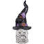 Crâne dans un chapeau de sorcière avec une décoration d'Halloween chat noir