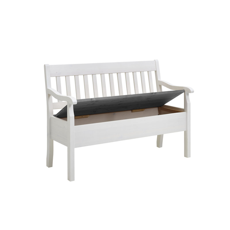 Solid Wood Bench, White/Grey, 93cm H x 130.9cm W x 46cm D