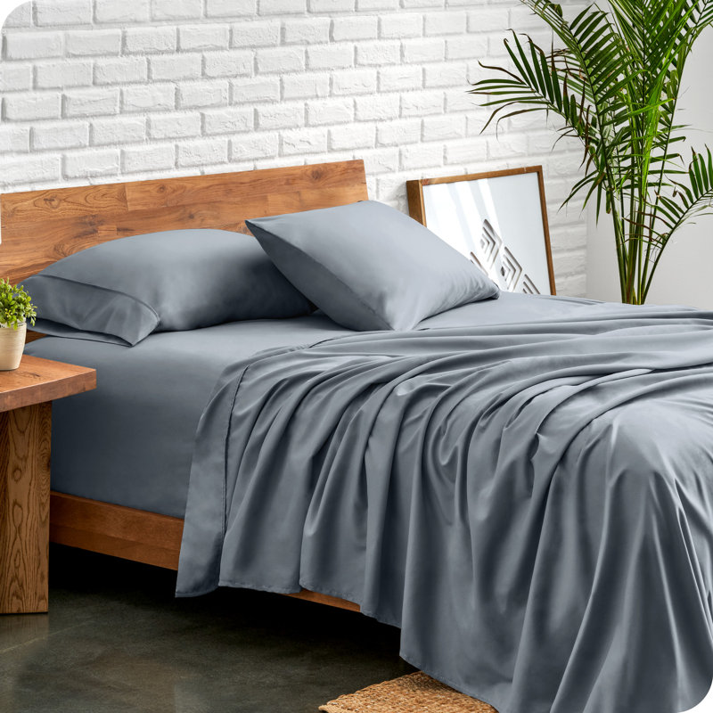 Ensemble de draps en microfibre Bare Home, Ensemble de draps pour grand lit + un drap-housse , Bleu acier