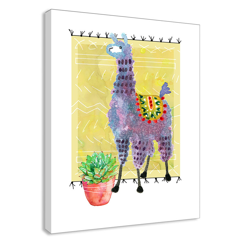 « jolie llama ii », art sur toile, H 14 po x l 11 po x P 1,5 po, Toile
