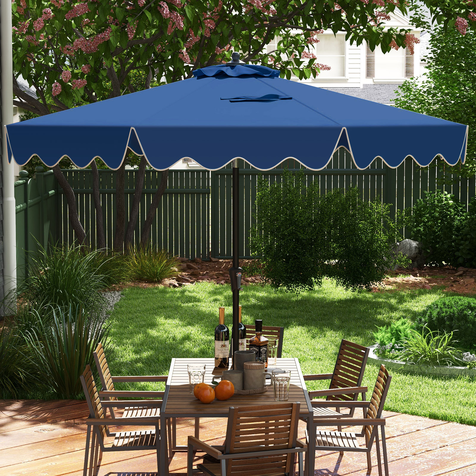 Carmeletta 9' Market Umbrella, Navy