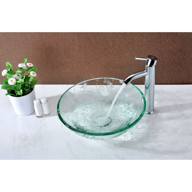 ANZZI Vieno 16.5 " Tempered Glass Circular Bathroom Sink