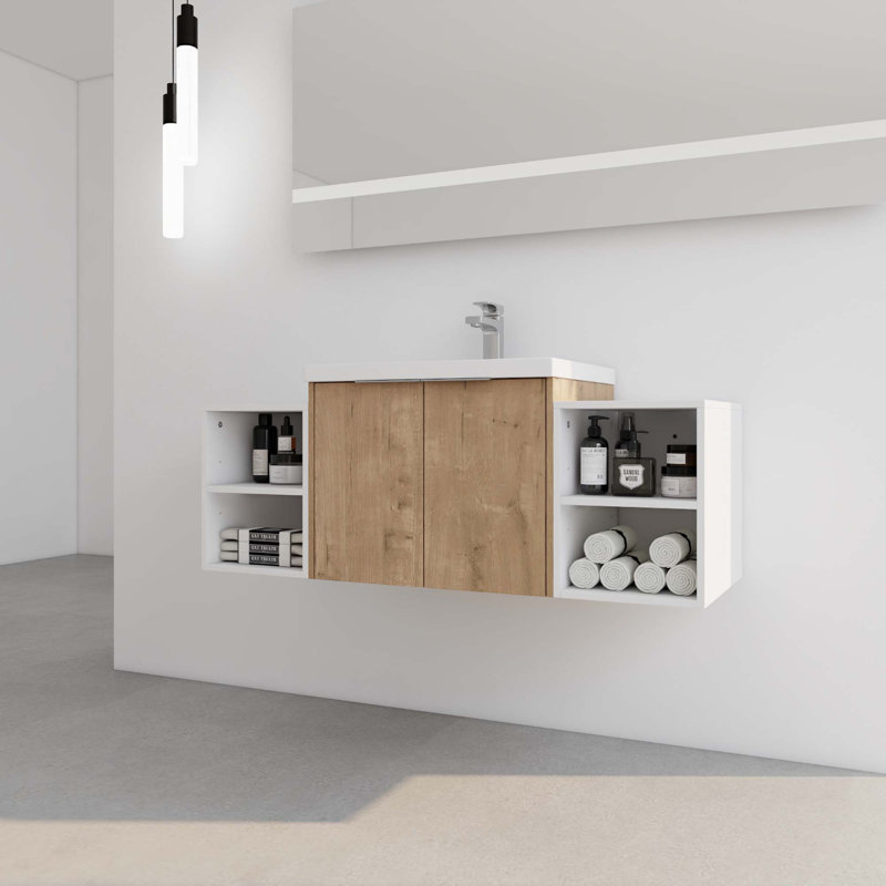 Ensemble de meuble-lavabo à fermeture en douceur 48 po avec lavabo et tablettes de rangement