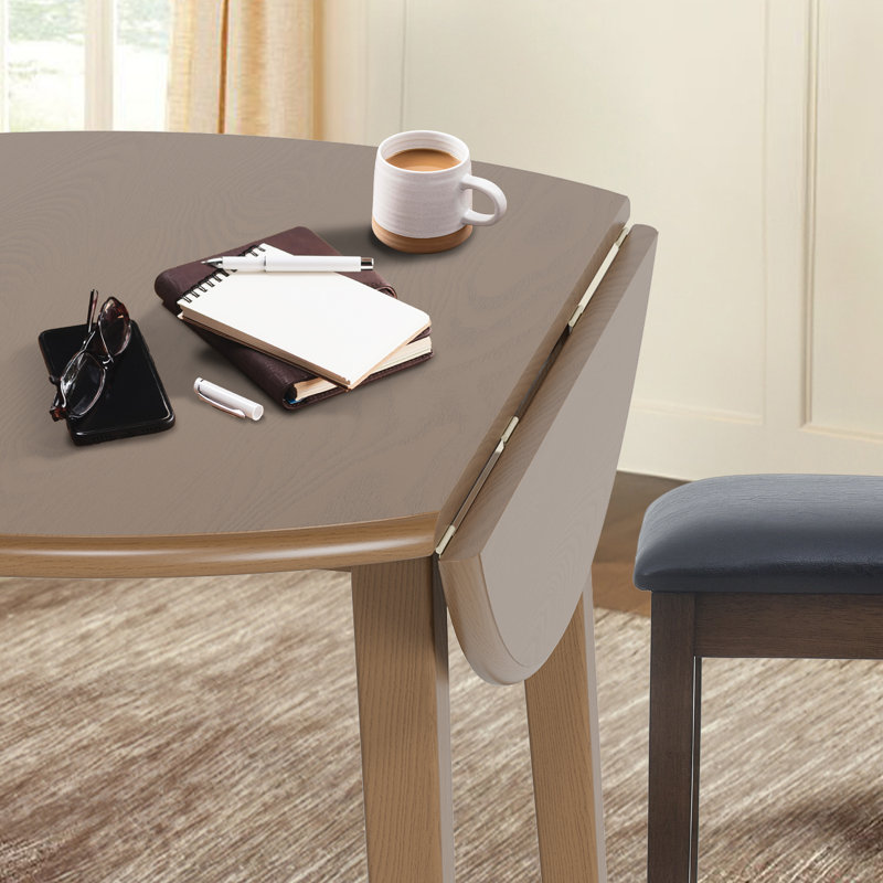Layce Extendable Round Solid Wood Dining Table, Light Brown