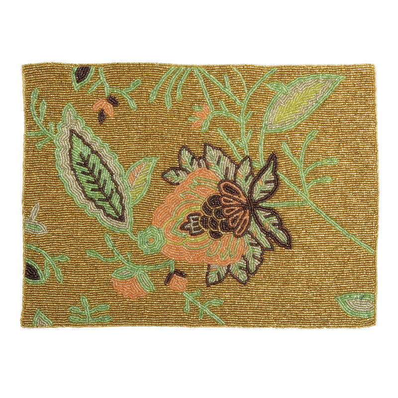 Light Gold Placemat Floral Motif