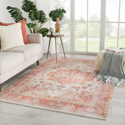  Rhoda BOH01 Medallion Orange and Ivory Runner Rug (3'x10')