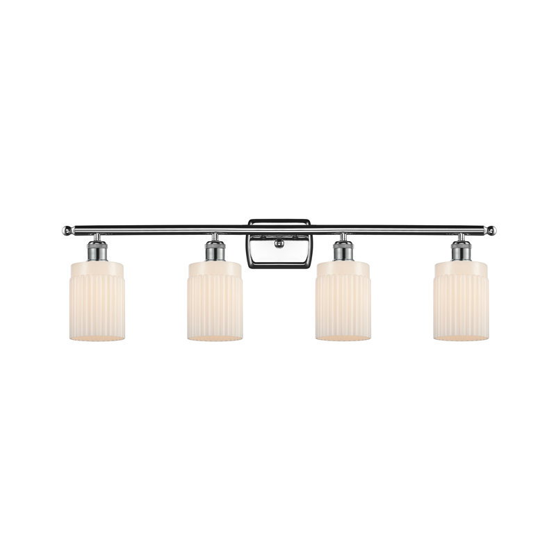 Éclairage pour salle de bain 4 lumières Caplinger, Blanc mat, Chrome poli, Ampoule non incluse