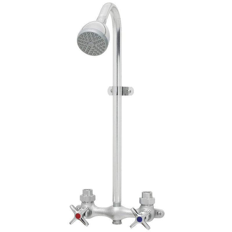 Polished Chrome Wall Mounted Double Handle Shower System