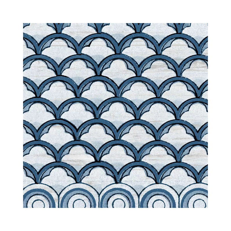 Blue Coastal Pattern On Wood by Piddix - Painting on Canvas, 30.48 cm H x 30.48 cm W, Wrapped Canvas