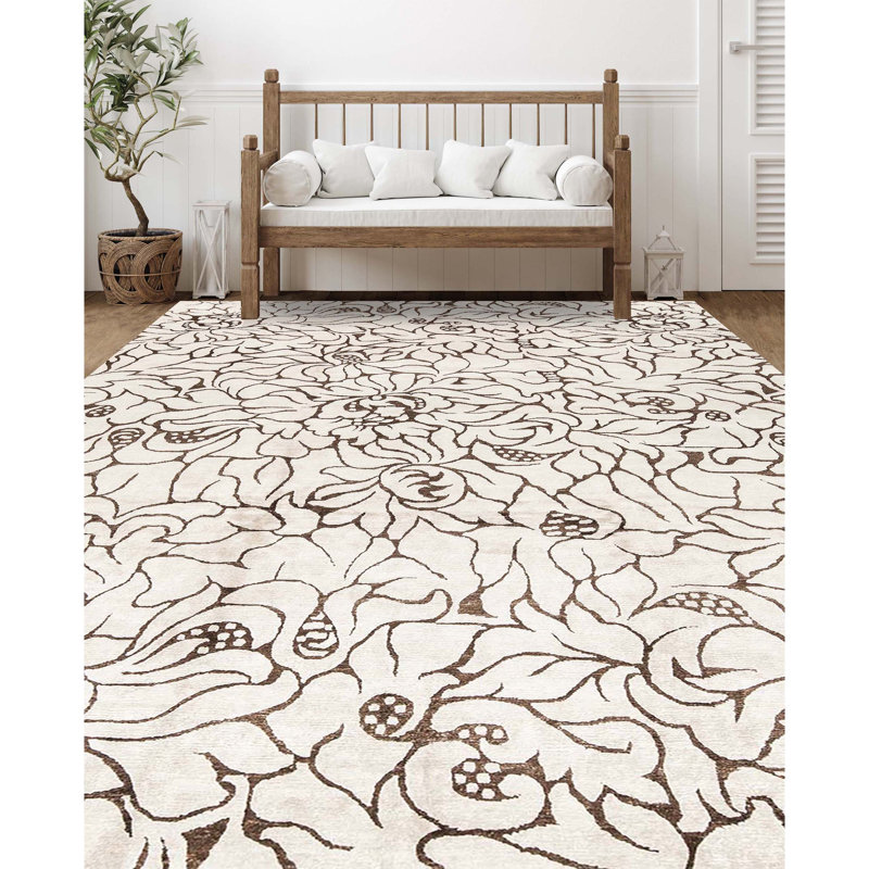 Floral Area Rug, Rectangle 9' x 12'1"