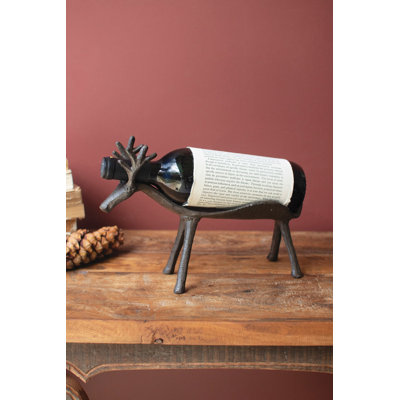 CAST IRON REINDEER WINE BOTTLE HOLDER